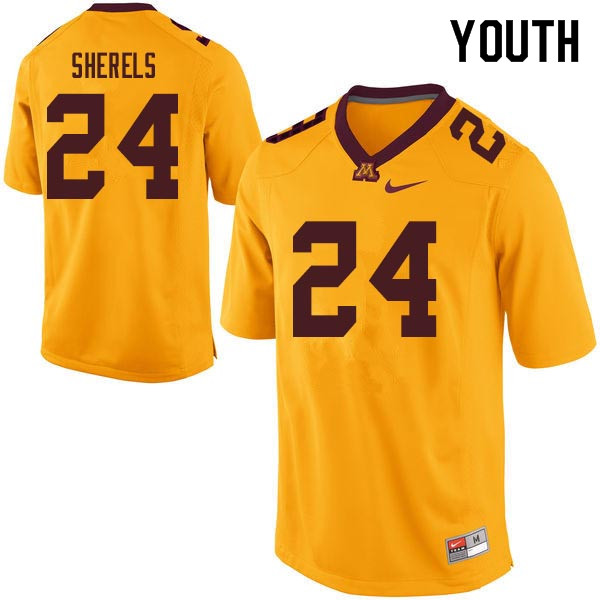 Youth #24 Marcus Sherels Minnesota Golden Gophers College Football Jerseys Sale-Gold